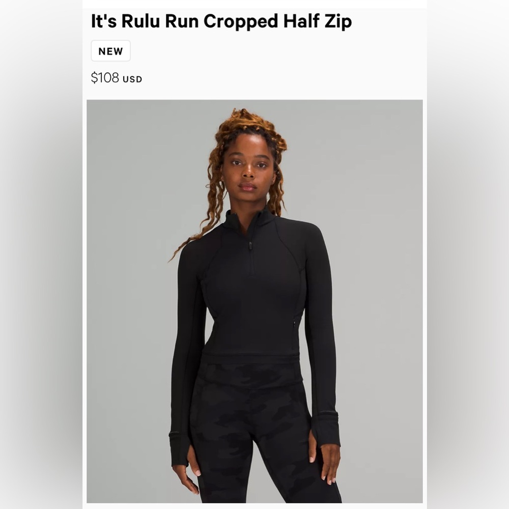 Lululemon Rulu Run Crop Half Zipped 6